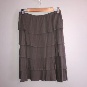 Garnet Hill gray ruffle tiered skirt